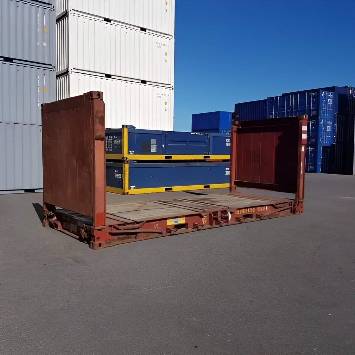 20ft-Collapsible-Flat-Rack-Container.jpg 20Ft X 8Ft Used Flat Rack Shipping Containers - Image 1