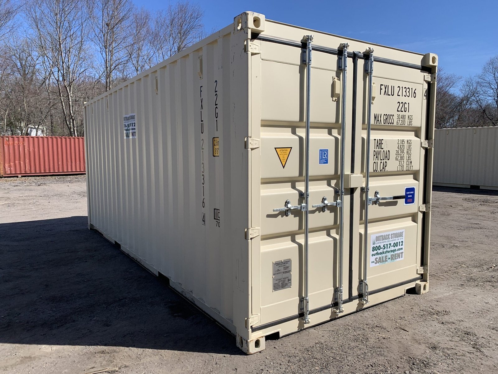 IMG_4522.jpeg 20′ x 8′ x 8.5′ Tall– New Shipping/Storage Container – Wind and Watertight – Beige - Image 1