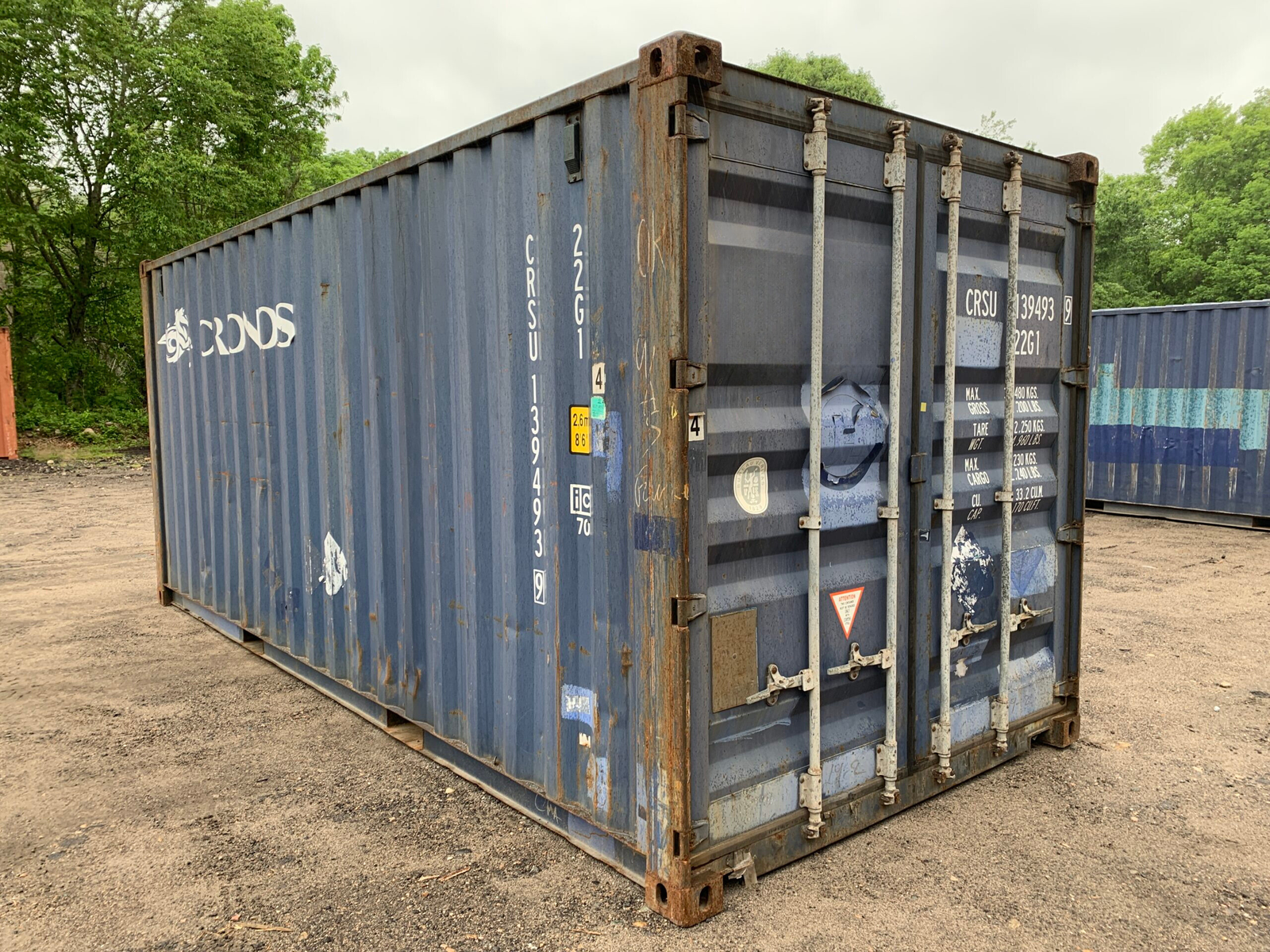 Untitled-design-55.png 20′ x 8′ x 8.5′ Tall –Used Shipping / Storage Container-Wind and Watertight – Blue - Image 1