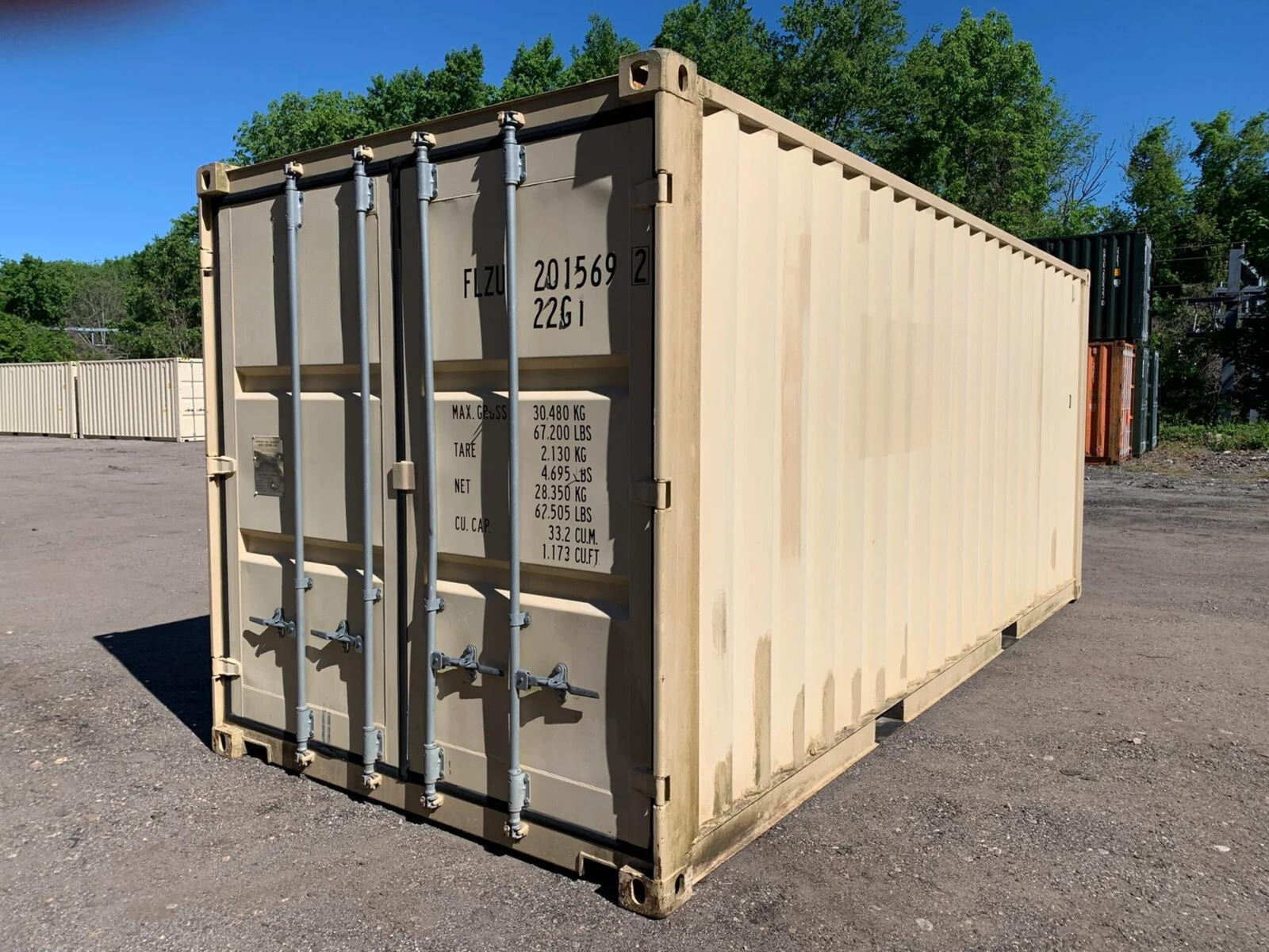 Untitled-design-60.png 20′ x 8′ x 8.5′ Tall– Wind and Watertight **Off Rent** Used Shipping / Storage Container – Beige - Image 1