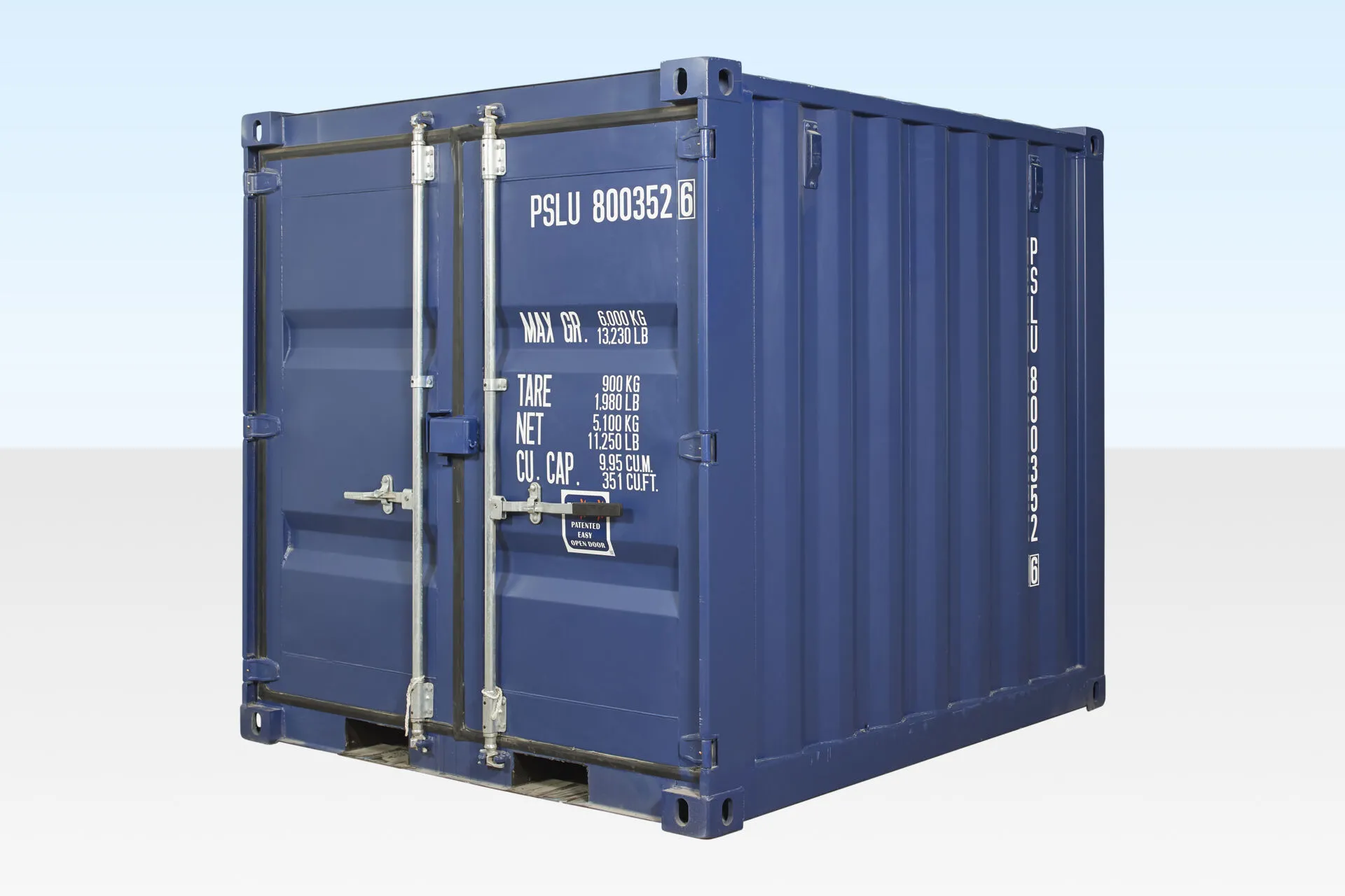 12-8ft-Dark-Blue-container-final.webp 8FT Shipping Container (One Trip) Blue (RAL 5013) - Image 1