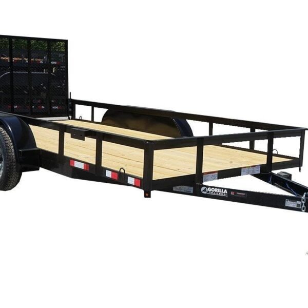Utility Trailer 6.4′ x 14′ Spring Assist A-Frame Tall Gate Double Axle 7K GVWR
