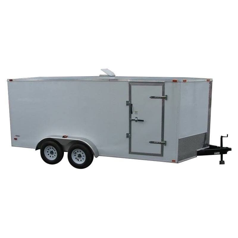 7x16whiteenclo-1.jpg 7×16 White V-Nose Enclosed Trailer Lawn Mower Cargo Trailer Storage - Image 1