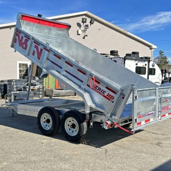 2024 N&N Trailers 7×14 14K Galvanized Hydraulic Dump w/Ramps, 2-Way Spreader Gate, Tarp Kit