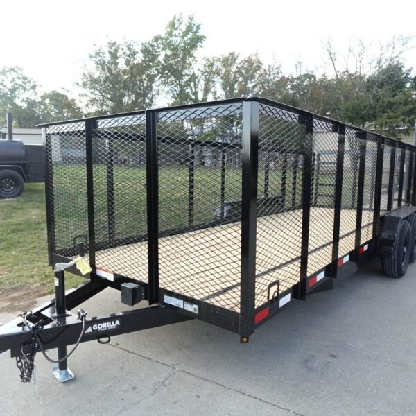7×20 Heavy Duty Dovetail Utility Trailer 4ft Mesh Sides (2) 3,500lb Axles