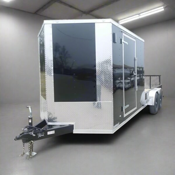 7×20 Black V-nose Hybrid Enclosed Trailer (2) 7K Axles