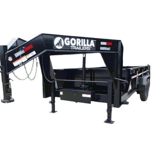 7×16 Gorilla Telescopic Gooseneck IBeam Dump Trailer 2ft Sides (2) 7K Axles