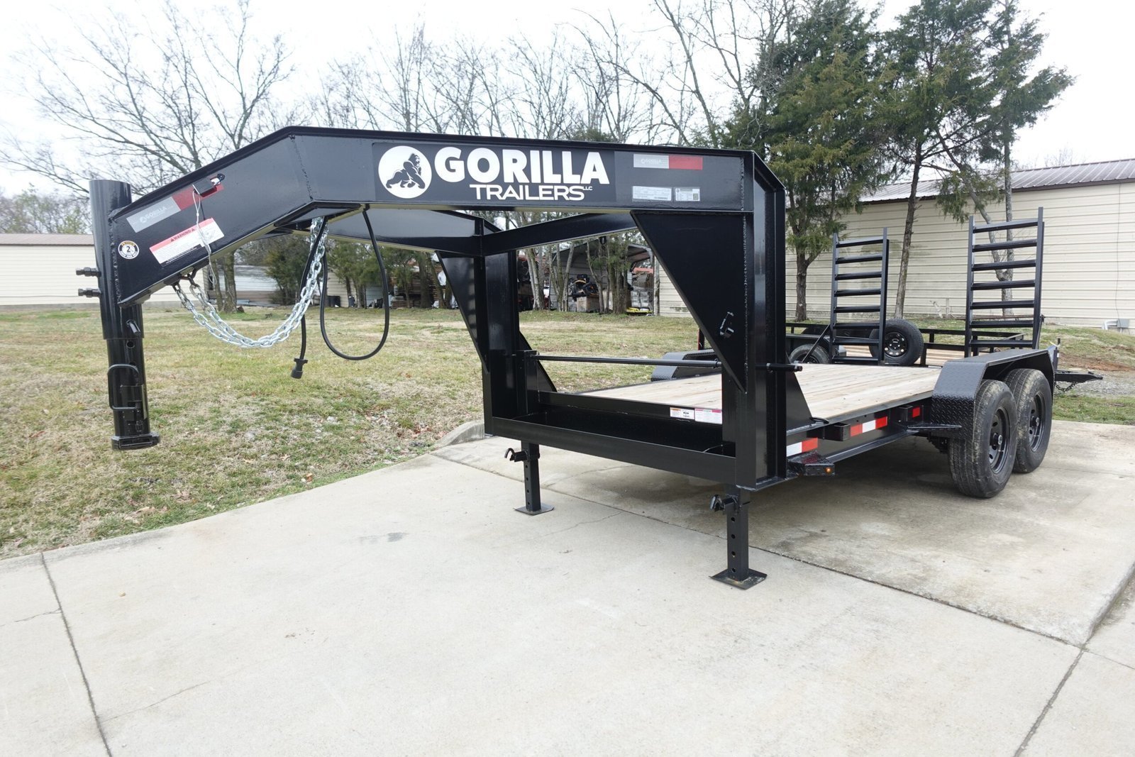 DSC02387-scaled-1.jpg 7×14 Gooseneck Equipment Trailer (2) 7K Axles with Stand-Up Ramps 14k Gvwr - Image 1