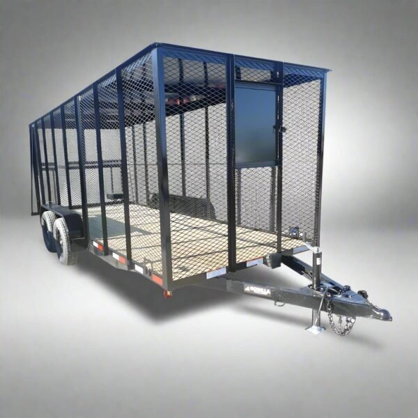 6.4×16 Straight Deck Utility Trailer 6ft Mesh Sides with Metal Roof (2) 3,500lb Axles