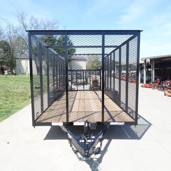 7′ x 18′ Tandem Straight Deck Utility Trailer 6ft Mesh Sides 7K GVWR