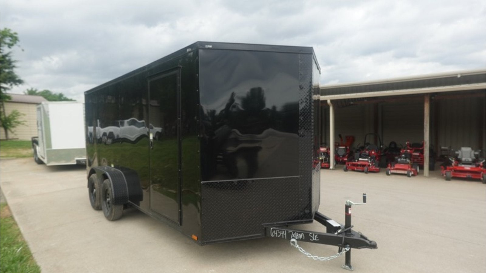 DSC04491.jpg 7×16 Enclosed Trailer Black V-Nose Blackout Pkg Tandem Axle Storage 6.4 Interior Height - Image 1