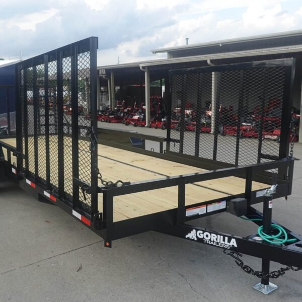 7×20 Heavy Duty Straight Deck Utility Trailer (2) 5,200lb Axles With (2) Side Gates 10K GVWR