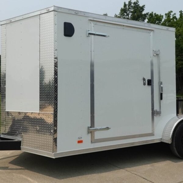 7×16 Tandem White V-Nose Hybrid Enclosed Trailer