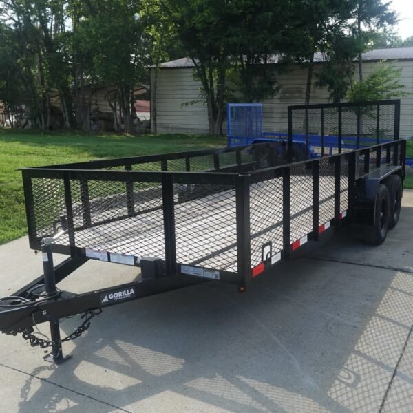 6.4×18 Utility Trailer with 2FT Mesh Sides & Gate (2) 3,500LB Axles GVWR 7K