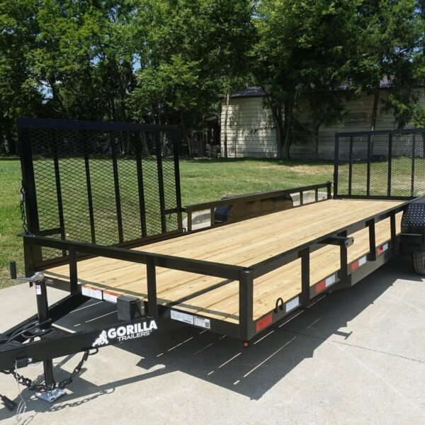 7×20 Powder Coated Straight Deck Utility Trailer with Side Gate (2) 3,500lb Axles
