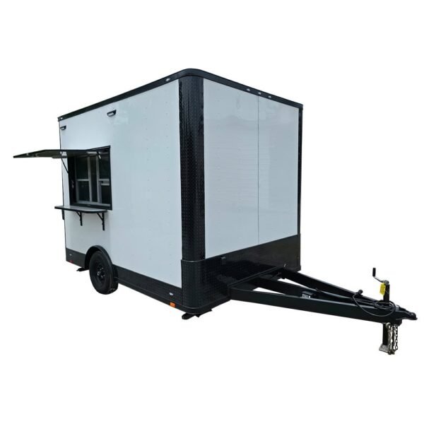 8.5' X 12' White With Blackout Concession Trailer Flat Front Event Catering