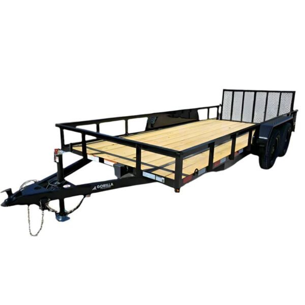 6’4″ x 16 Utility Trailer Double Axle Dovetail With Gate Powder Coated (2) 3500lb Axles