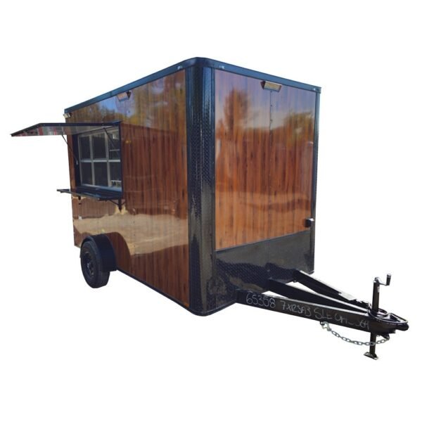 7' X 12' Wood Grain Concession Trailer Custom Food Event Catering Vending