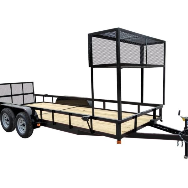 Utility Trailer 6.4′ X 18′ Tandem Dovetail With Cage