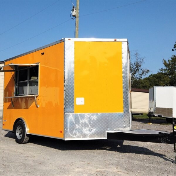 8.5' x 12' Yellow Concession Food V-Nose Trailer
