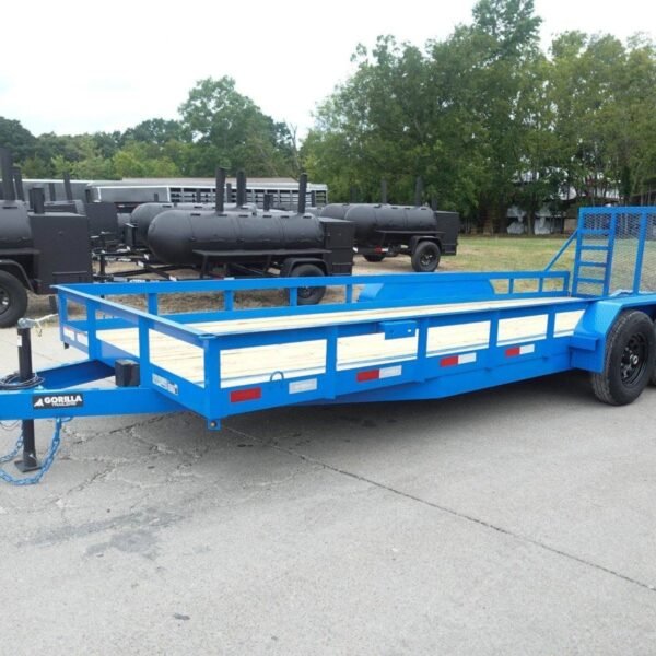 7×20 Heavy Duty Blue Straight Deck Utility Trailer (2) 5,200lb Axles with Brakes