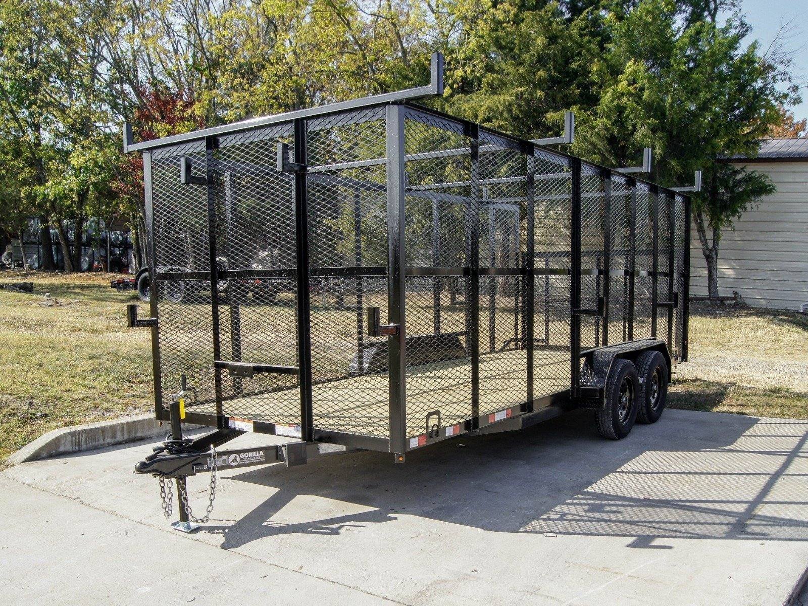 dsc00999_4.jpg 7×18 Tandem Straight Deck Utility Trailer 6ft Mesh Sides Ladder Racks - Image 1