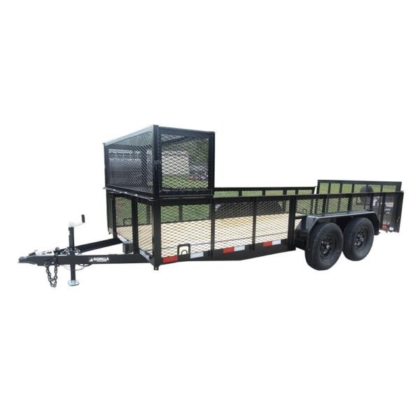 6.4×16 Dovetail Utility Trailer with Front Basket 2ft Mesh (2) 3500lb Axles