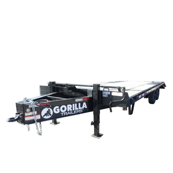 8.5×25 IBeam Deckover Dovetail Trailer (2) 10K Axles King Kong Ramps