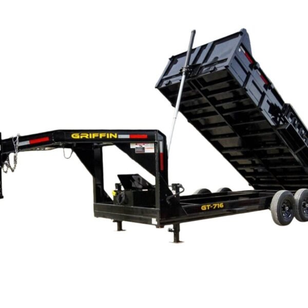 7x16 Gooseneck Telescopic Dump Trailer with 2ft Sides (2) 7K Axles