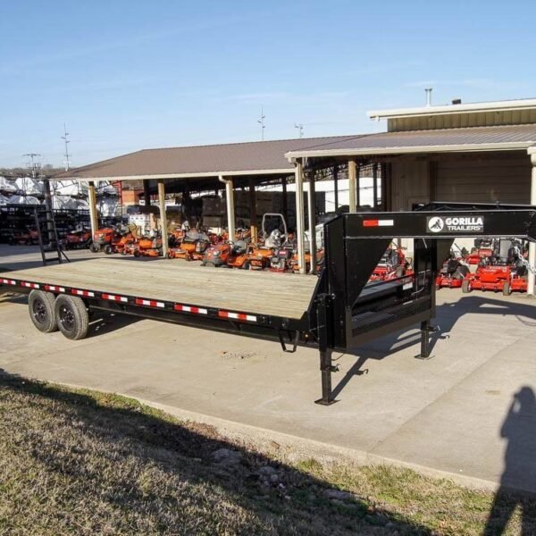 8.5×30 IBeam Gooseneck Deckover Trailer (2) 7K Axles Stand-Up Ramps