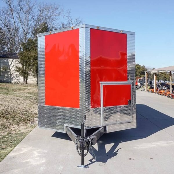 8.5 x 22 Red V-Nose BBQ Porch Concession Trailer