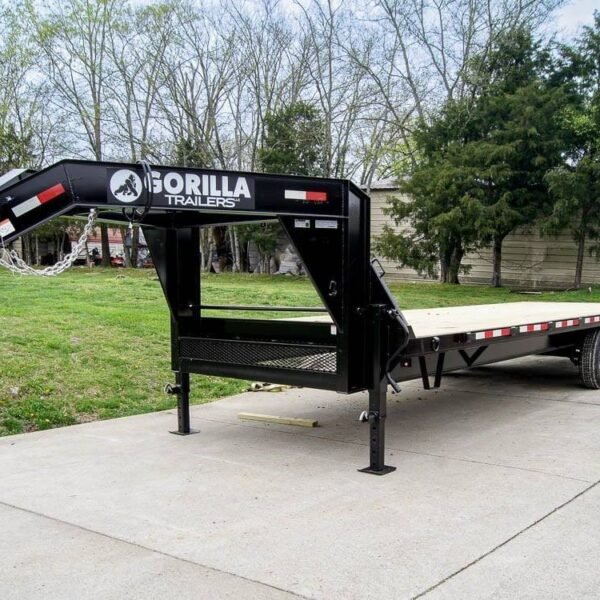 8.5×25 IBeam Gooseneck Straight Deckover Trailer (2) 7K Axles Slide Ramps