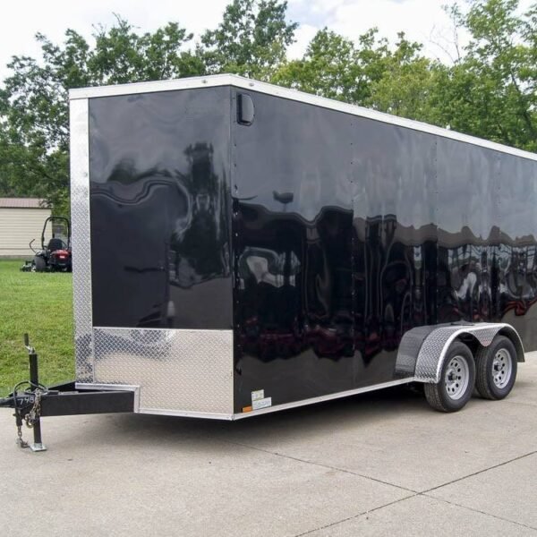 7×16 Black V-Nose Enclosed Storage Trailer (2) 3,500lb Axles