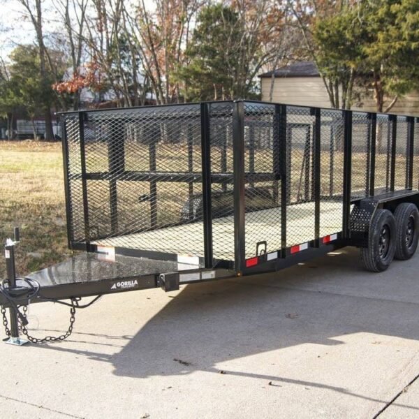 6.4×16 Utility Trailer Straight Deck 4ft Mesh Sides with Basket (2) 3,500lb Axles