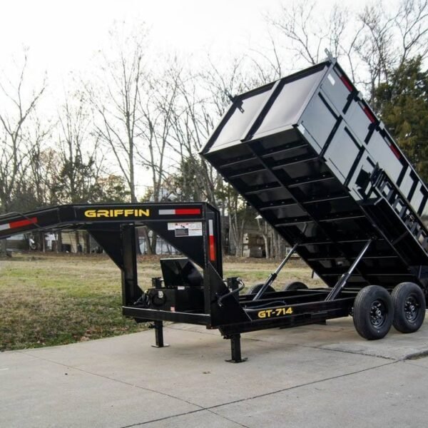 7×14 Gooseneck Hydraulic Dump Trailer with 4ft Side (2) 7K Axles