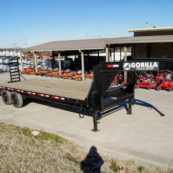 8.5×25 IBeam Gooseneck Deckover Trailer (2) 7K Axles Stand-Up Ramps