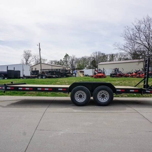 7×20 Equipment Trailer 8″ I-Beam (2) 7K Axles Standup Ramps 14K GVWR