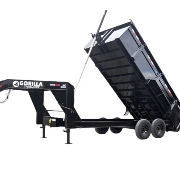 7×16 Gorilla Telescopic Gooseneck IBeam Dump Trailer 3ft Sides (2) 7K Axles