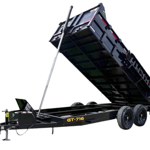 7×16 Telescopic Hydraulic Dump Trailer with 2ft Sides (2) 7K Axles GVWR 14K