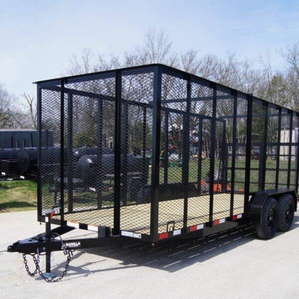 6.4×18 Straight Deck Utility Trailer 6ft Mesh with Barn Door Gate (2) 3500lb Axles