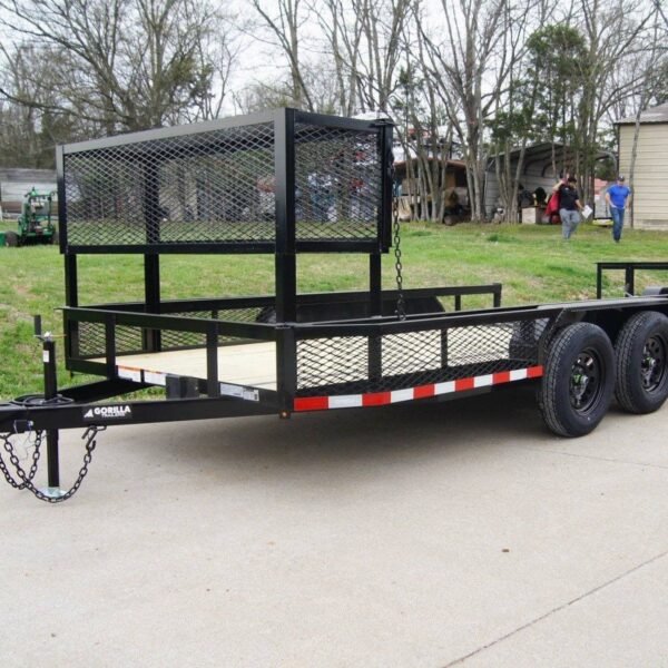 6.4×14 Powder Coated Dovetail Utility Trailer with Elevated Basket (2) 3500lb Axles