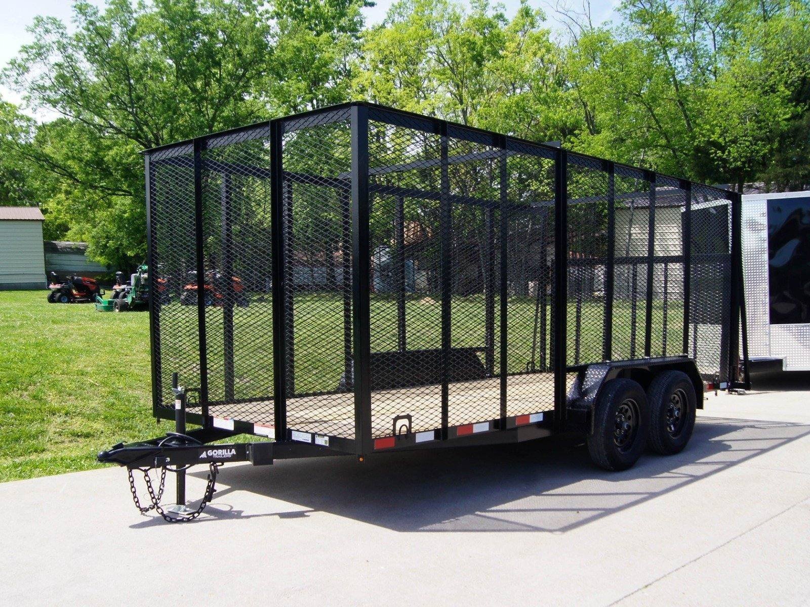 dsc06916-3-1.jpg 7×16 Powder Coated Straight Deck Utility Trailer with 6ft Mesh Sides (2) 3500lb Axles - Image 1