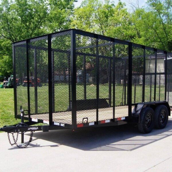 7×16 Powder Coated Straight Deck Utility Trailer with 6ft Mesh Sides (2) 3500lb Axles