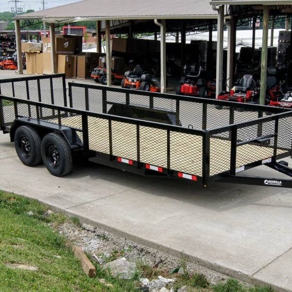 6.4×18 Powder Coated Dovetail Utility Trailer with 2ft Mesh Sides (2) 3500lb Axles
