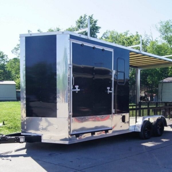 7×20 Black Enclosed Hybrid Trailer with 48” Side Ramp