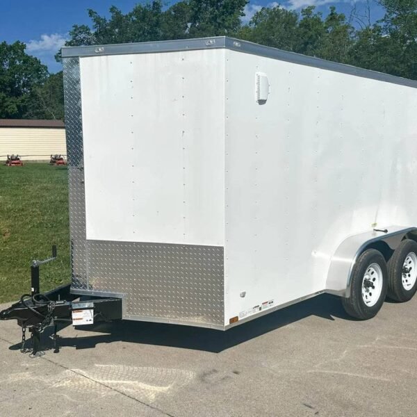 7×12 White V-Nose Enclosed Trailer (2) 3,500lb Axles Storage