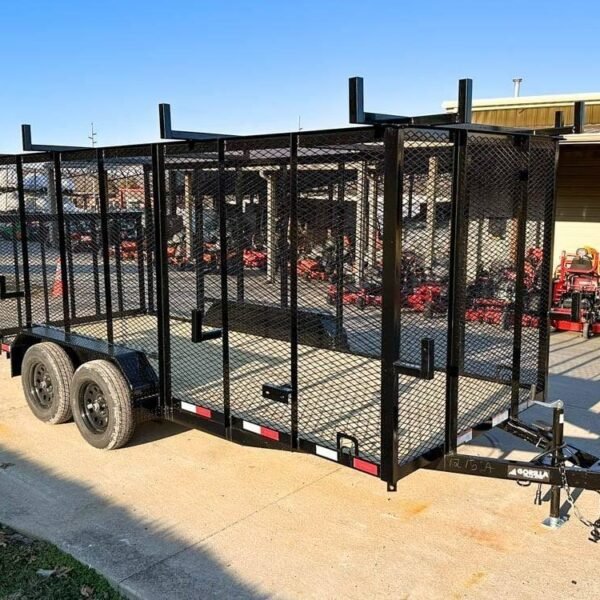 6.4×16 Straight Deck Utility Trailer 6ft Mesh Sides Ladder Racks (2) 3,500lb Axles