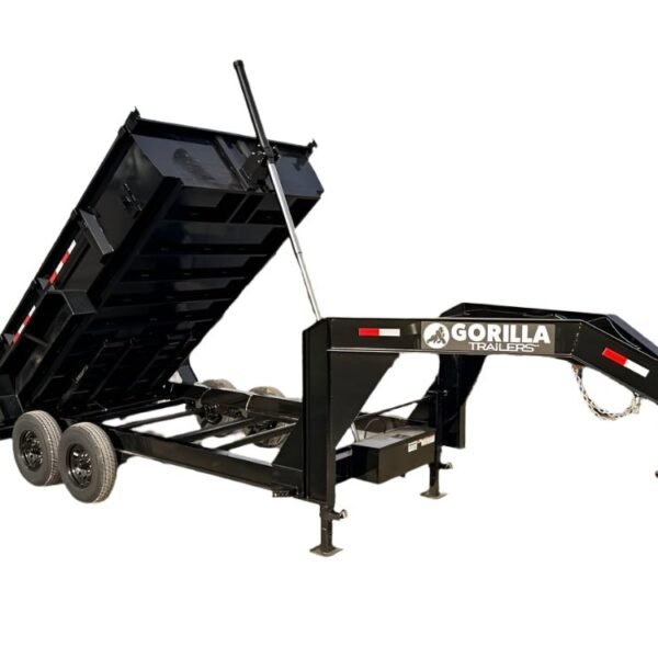 7x14 Gorilla Telescopic Gooseneck IBeam Dump Trailer 2ft Sides (2) 7K Axles