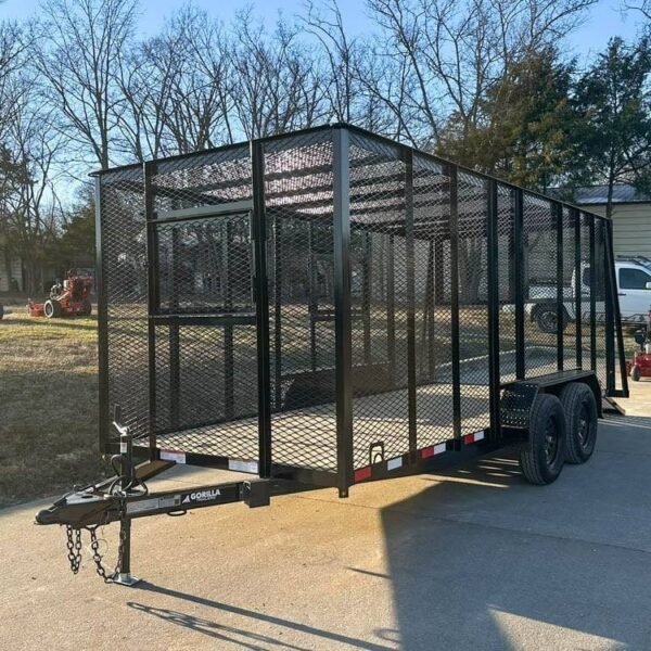 6.4×16 Straight Deck Utility Trailer 6ft Mesh Sides Roof (2) 3,500lb Axles