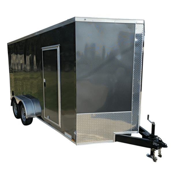 7×16 Charcoal V-Nose Enclosed Storage Trailer (2) 3,500lb Axles